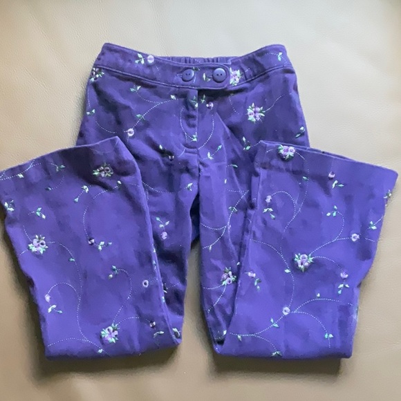 💜 Girl’s Embroidered Velour Pants 💜 - Picture 1 of 6